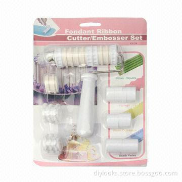 Fondant Ribbon Cutter/Embosser Roller Sugar Craft Set